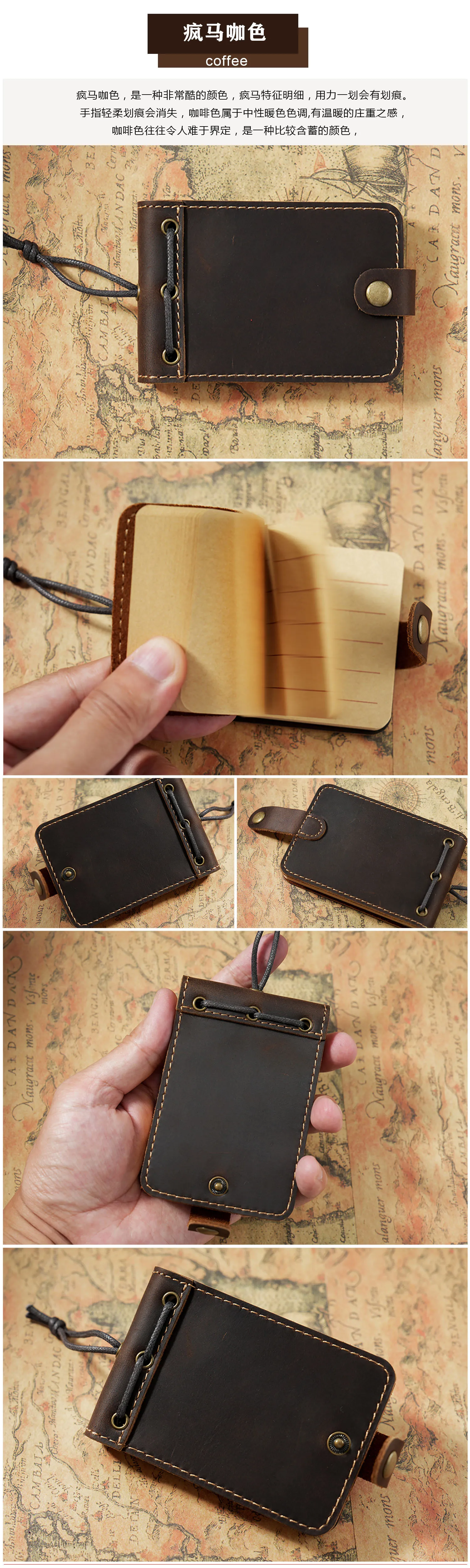 Pure Handmade Genuine Leather Small Size Mini Notebooks Cover Retro Cowhide Diary Journals Vintage Memo Notepad Paper Material
