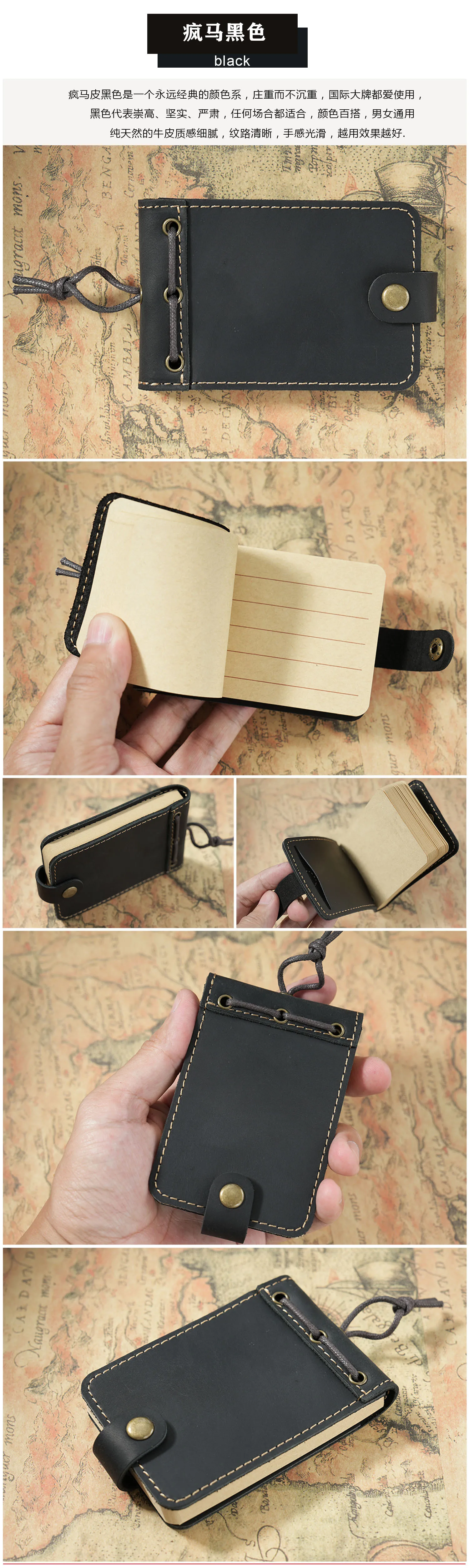 Pure Handmade Genuine Leather Small Size Mini Notebooks Cover Retro Cowhide Diary Journals Vintage Memo Notepad Paper Material