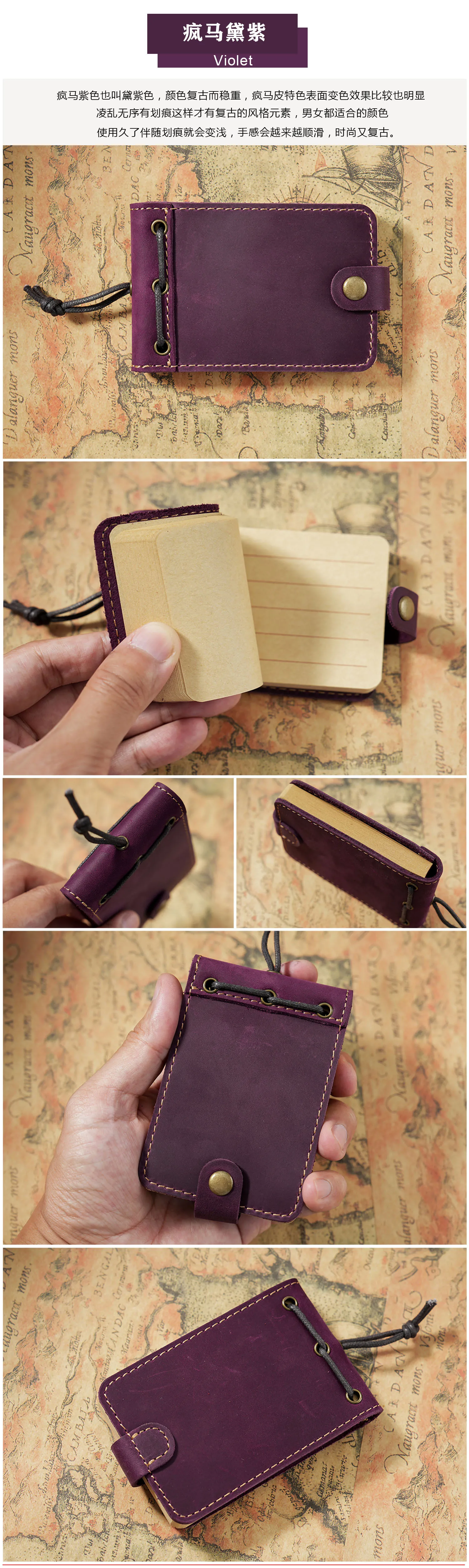 Pure Handmade Genuine Leather Small Size Mini Notebooks Cover Retro Cowhide Diary Journals Vintage Memo Notepad Paper Material