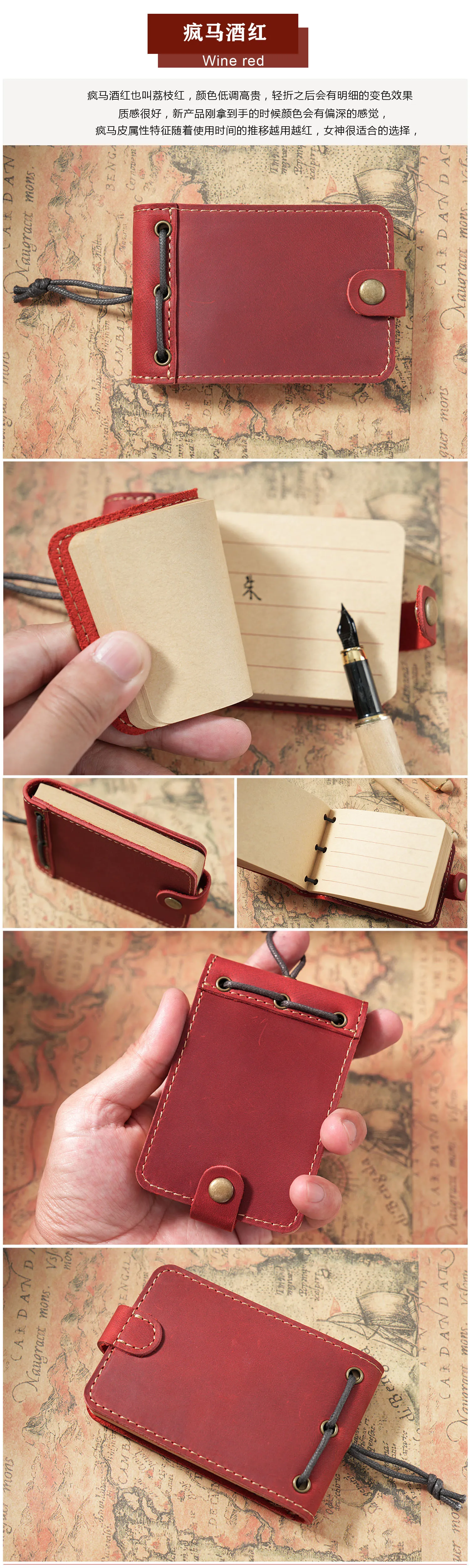 Pure Handmade Genuine Leather Small Size Mini Notebooks Cover Retro Cowhide Diary Journals Vintage Memo Notepad Paper Material