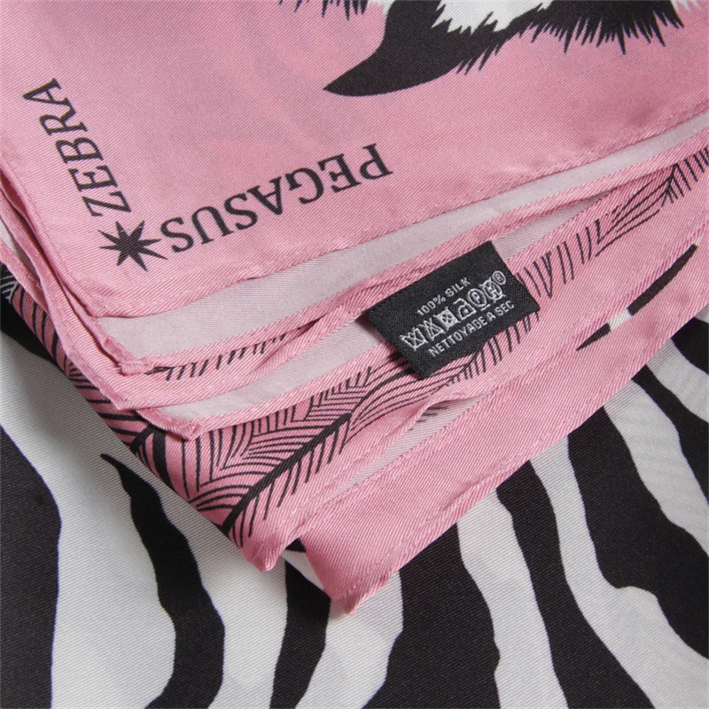 90cm Classic Checkered Horse Brand Square Scarf Women Twill Silk Scarf Shawl Hijab Luxury Bandana Foulard Neckerchief Head Scarf