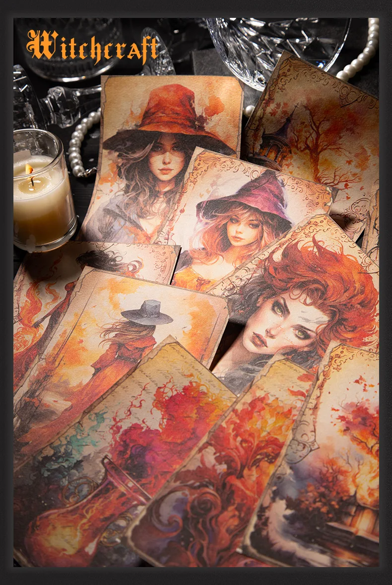 30pcs/lot Memo Pads Material Paper The Secret of Witchcraft Junk Journal Scrapbooking Cards Retro Background Decoration Paper