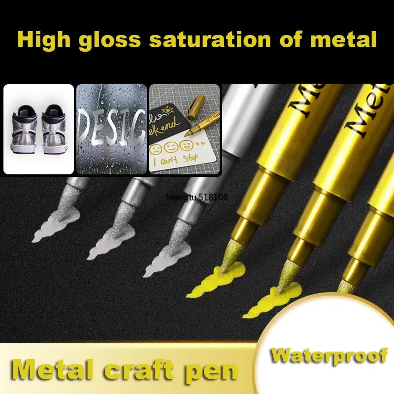 2/1Pc Gold Silver Brush Metallic Marker Pens Permanent Art Marker For Manga Crafts Scrapbooking Stationery School Art Supplies