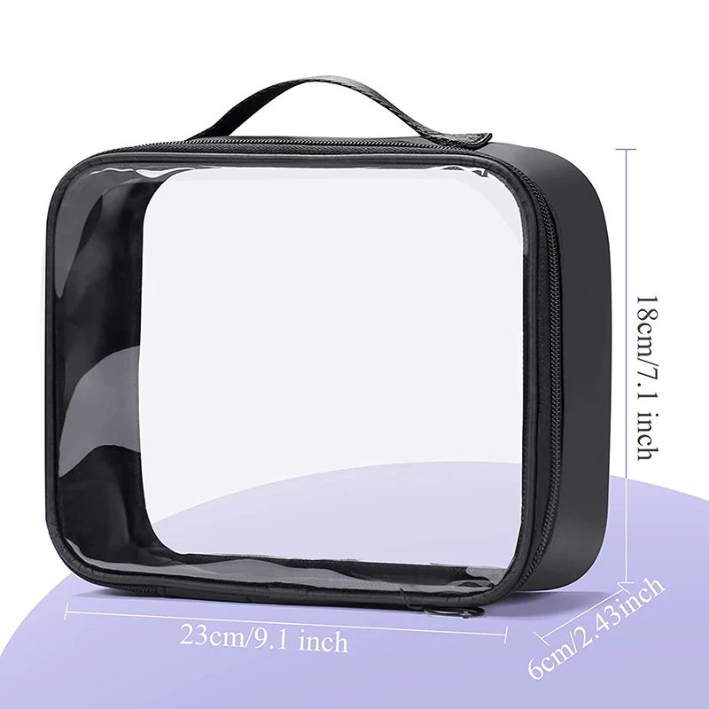 Clear Makeup Bag with Zippers Transparent Makeup Organizer Cosmetic Makeup Bags for Vacation Business Trip Airport Toiletry Bag