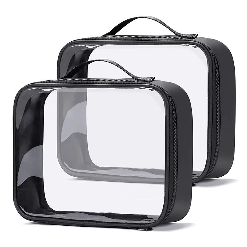 Clear Makeup Bag with Zippers Transparent Makeup Organizer Cosmetic Makeup Bags for Vacation Business Trip Airport Toiletry Bag