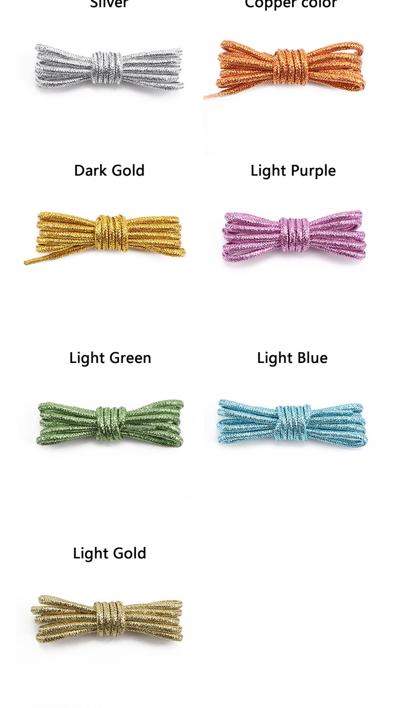 Round Glitter Shoelaces of Sneaker Trendy Bright White Colorful Lurex Shoelaces White Casual Sports Leather Running Shoes Laces