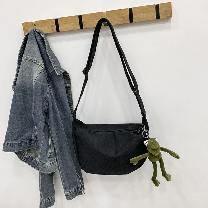 Canvas Crossbody Bag Large Capacity Hip-Hop Street Style For Both Men And Women