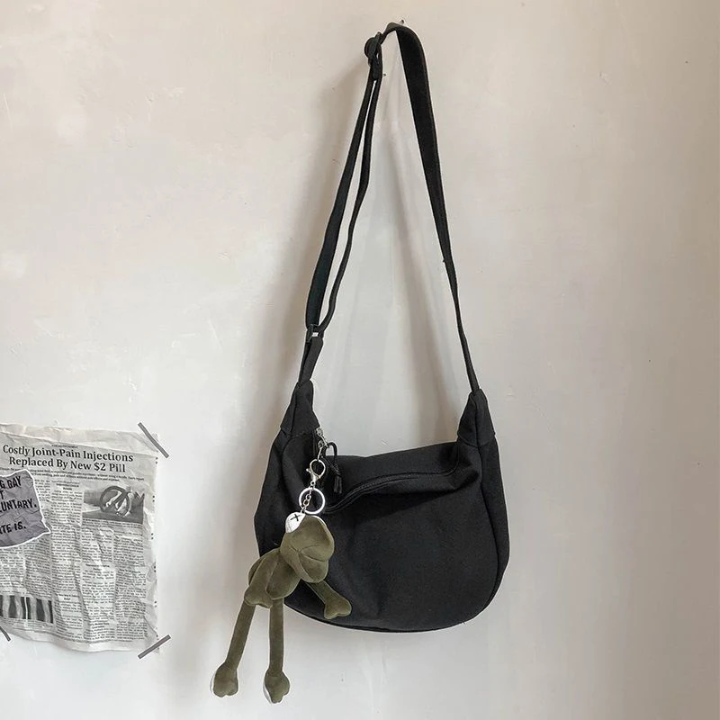 Canvas Crossbody Bag Large Capacity Hip-Hop Street Style For Both Men And Women