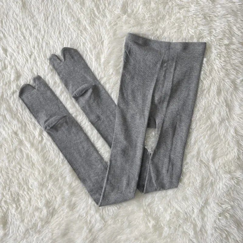 High Quality Combed Cotton Split Toe Woman Leggings Solid Color Comfortable Soft Two-Toed Japanese Women Tabi Long Socks Tights