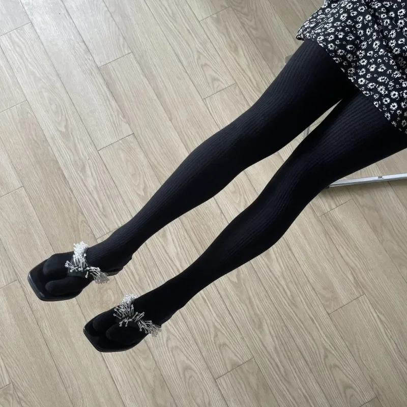 High Quality Combed Cotton Split Toe Woman Leggings Solid Color Comfortable Soft Two-Toed Japanese Women Tabi Long Socks Tights