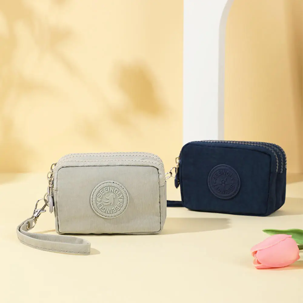 Women Three Layer Wallets Nylon Coin Purse New Korean Large Capacity Portable Oxford Cloth Coin Wallet Waterproof Portable Bag