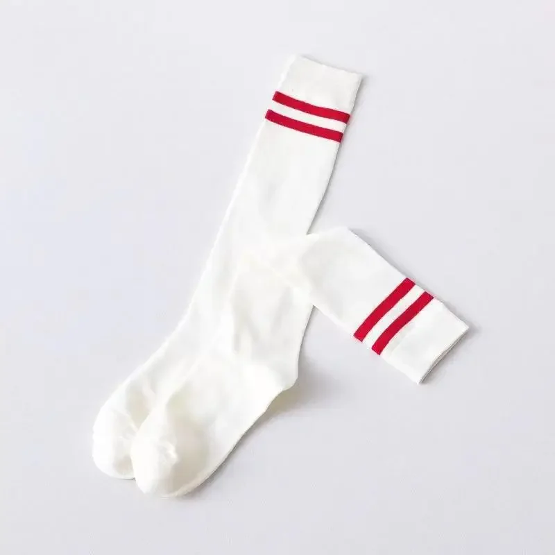 Sports Style Calf Socks Japanese Korean Student JK Stripe College Style Girl Cotton Socks Pile Up Socks Baseball Stockings
