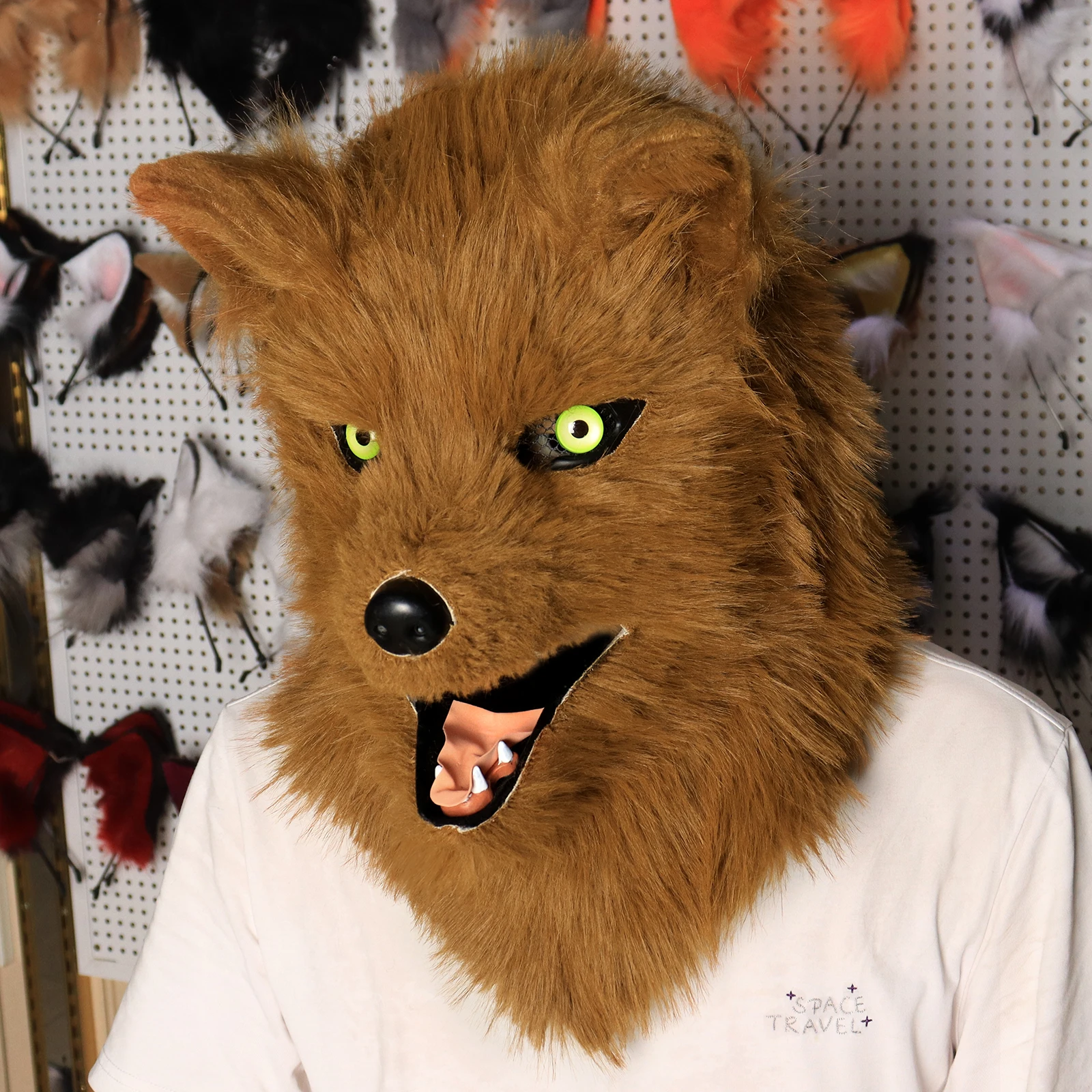 Furry Dog Mask Animal Full Head Wolf Realistic Masks for Halloween Carnival Fancy Dress Party Cosplay Costume Women Men
