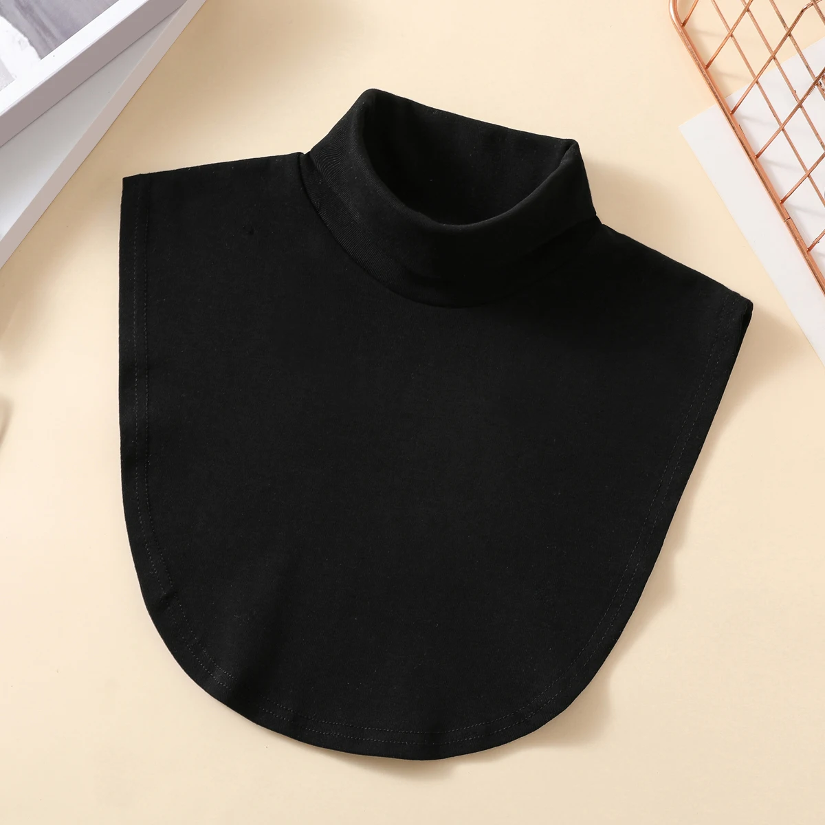 Knitted High Neck Fake Collar Women's Fashionable and Versatile Warm Neck Protection Scarf Elastic Jersey Turtleneck