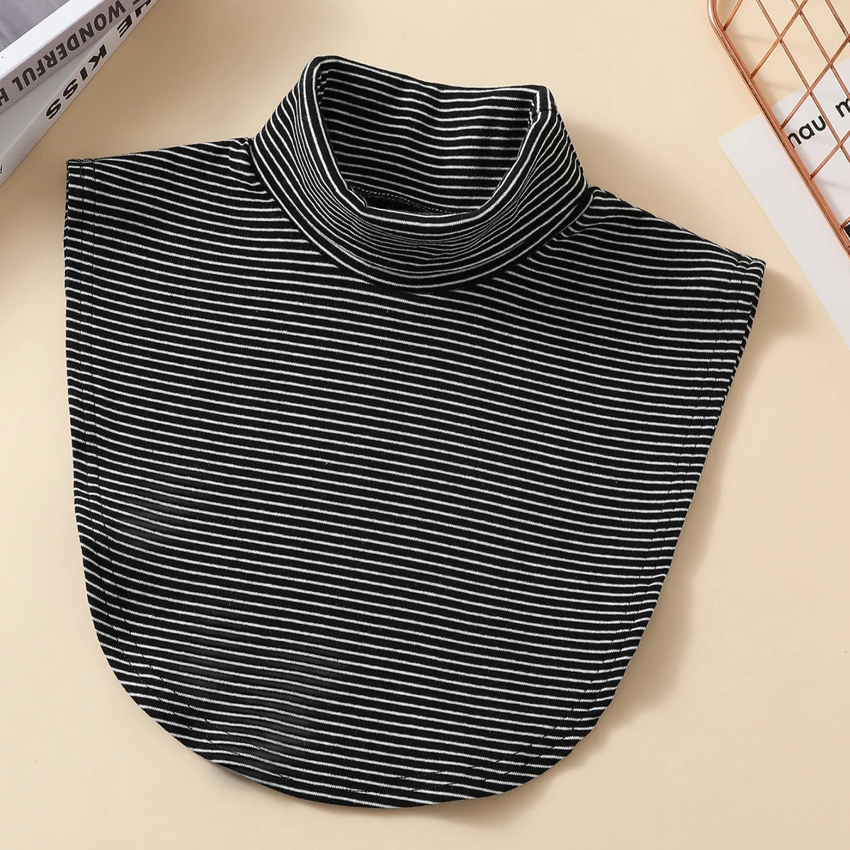 Knitted High Neck Fake Collar Women's Fashionable and Versatile Warm Neck Protection Scarf Elastic Jersey Turtleneck