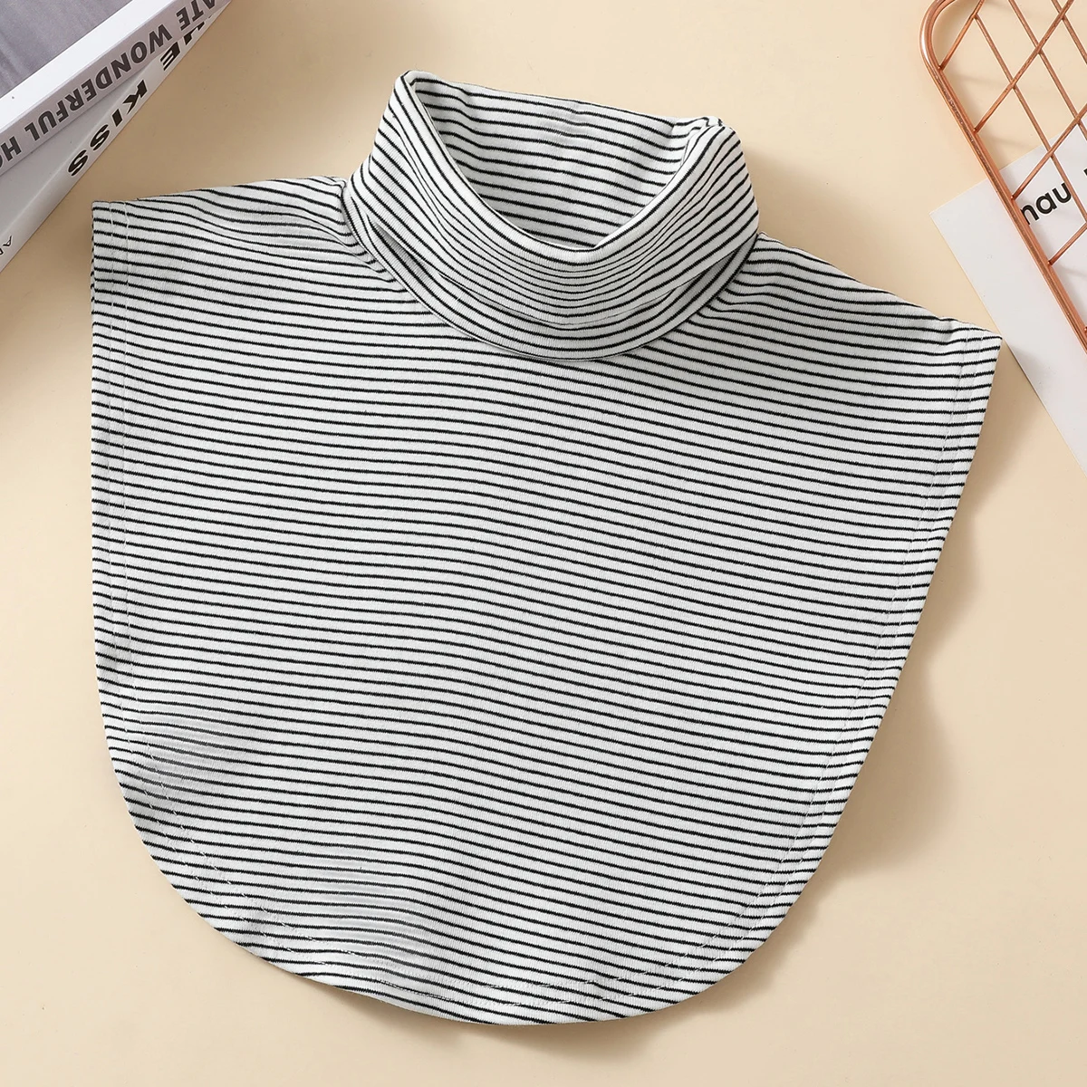 Knitted High Neck Fake Collar Women's Fashionable and Versatile Warm Neck Protection Scarf Elastic Jersey Turtleneck