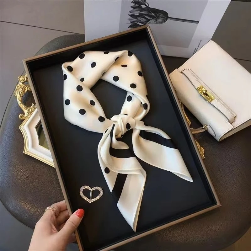 High-end Silk Scarf Lady 70*70cm Silk Square Scarf Women Soft Satin Hairband Neckerchief Tie Female Headband Foulard Bag Ribbon