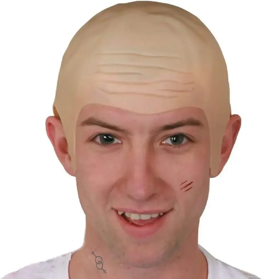 Thick Bald Skin Head Hairless Fake Skull Fancy Dress Costume Cosplay Hat For Men Ladies Halloween Party