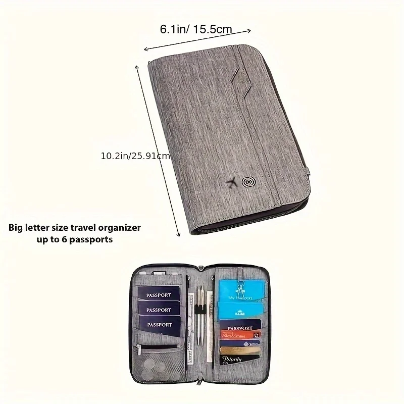 Large Capacity Unisex Diagonal Shoulder Passport Bag Waterproof And Multi-functional Travel Portable  Card Holder Passport Clip