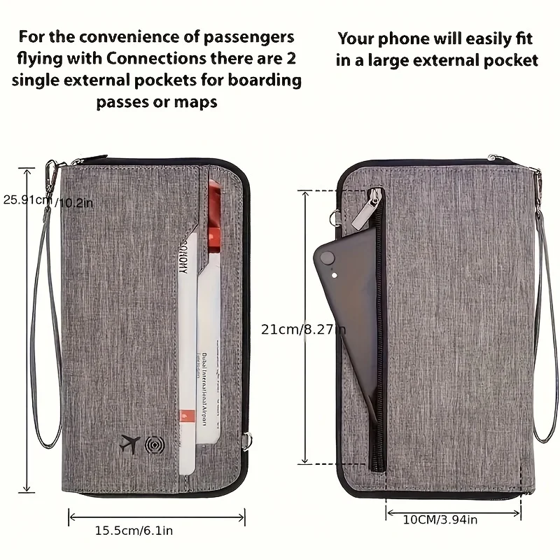 Large Capacity Unisex Diagonal Shoulder Passport Bag Waterproof And Multi-functional Travel Portable  Card Holder Passport Clip