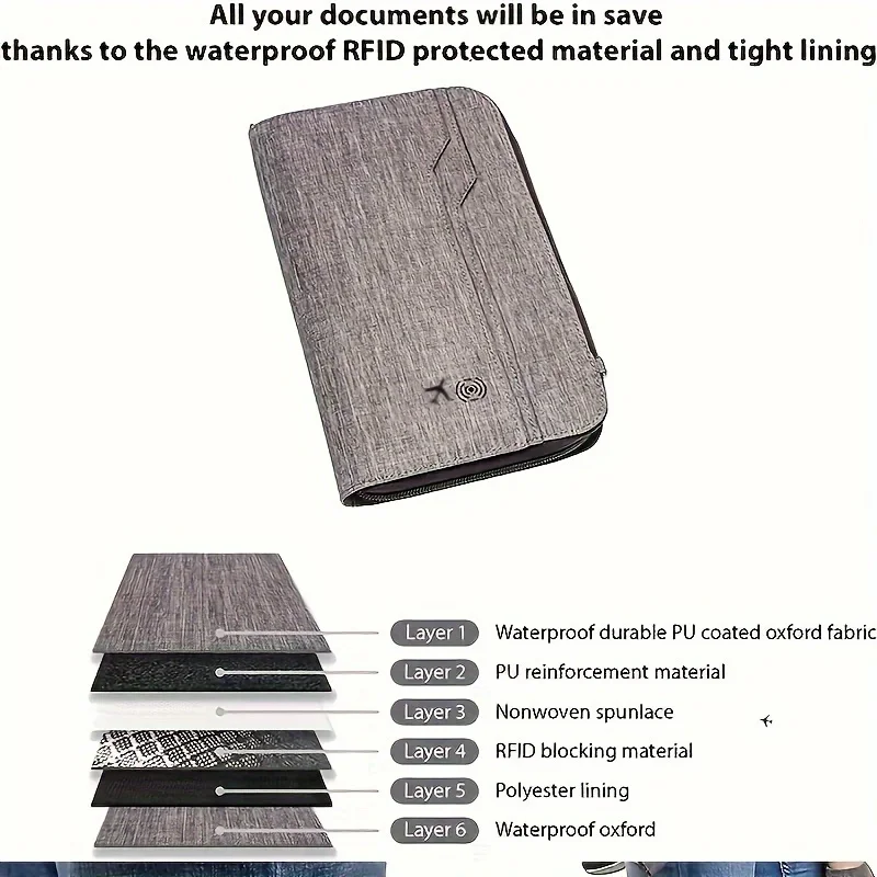 Large Capacity Unisex Diagonal Shoulder Passport Bag Waterproof And Multi-functional Travel Portable  Card Holder Passport Clip