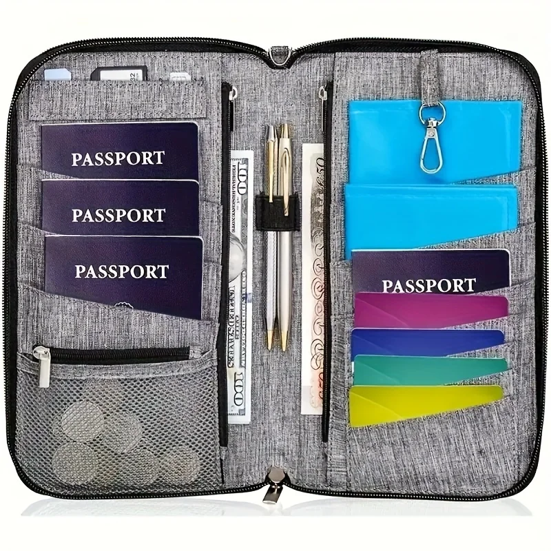 Large Capacity Unisex Diagonal Shoulder Passport Bag Waterproof And Multi-functional Travel Portable  Card Holder Passport Clip