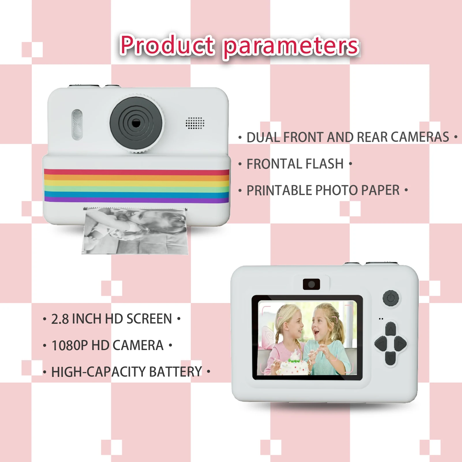 Digital Children Camera For Photography Mini Printer Portable Thermal Instant Print Photo Kids Camera 2.8inch HD Video Toy Gifts