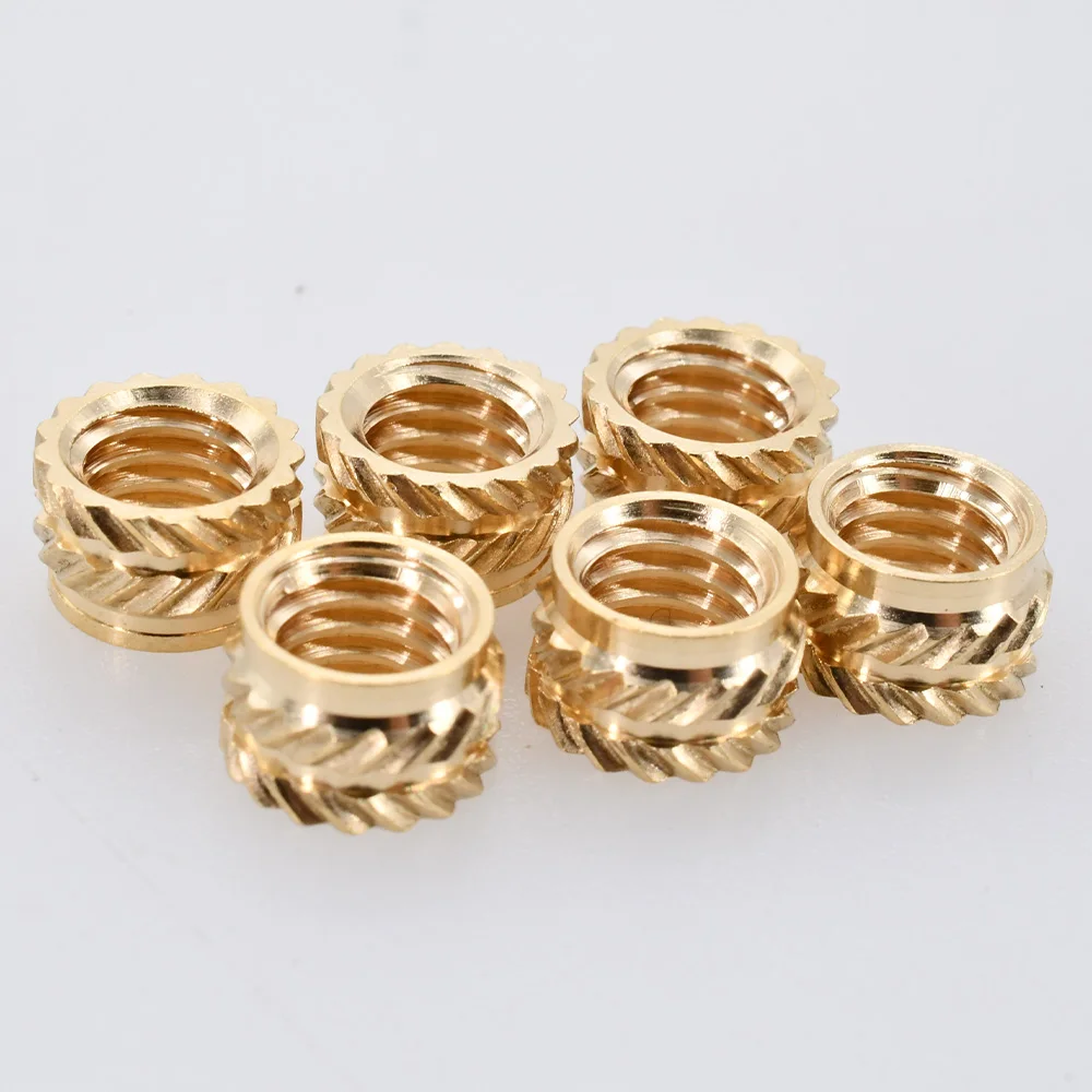 100-300Pcs M2 M2.5 M3 M4 M5 M6 M8 Heat Set Threaded Insert Brass Nut Hot Melt Knurled Inserts Double Twill Embedment Copper Nuts