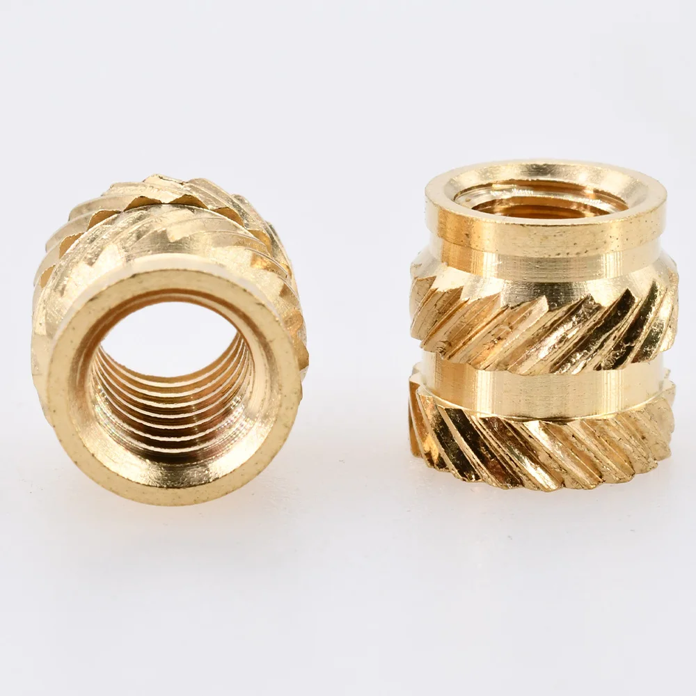 100-300Pcs M2 M2.5 M3 M4 M5 M6 M8 Heat Set Threaded Insert Brass Nut Hot Melt Knurled Inserts Double Twill Embedment Copper Nuts