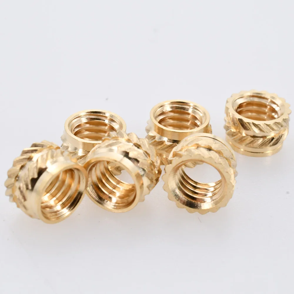 100-300Pcs M2 M2.5 M3 M4 M5 M6 M8 Heat Set Threaded Insert Brass Nut Hot Melt Knurled Inserts Double Twill Embedment Copper Nuts
