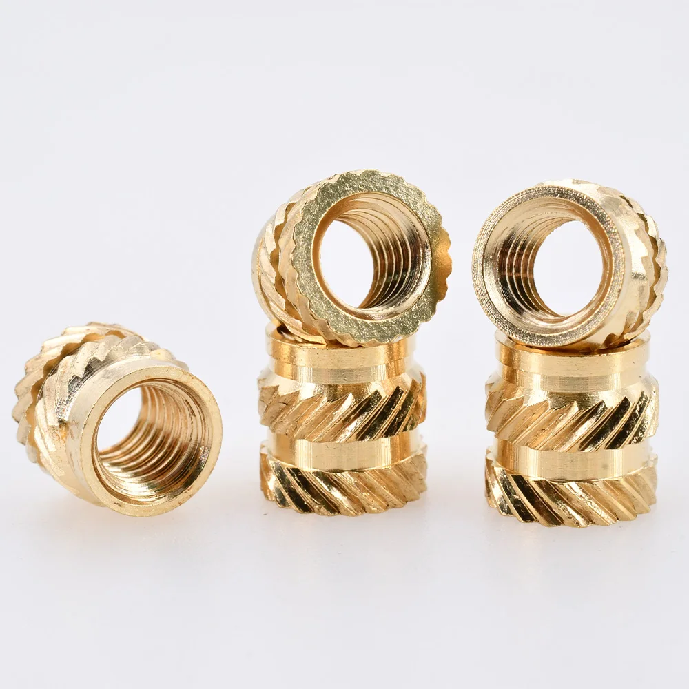 100-300Pcs M2 M2.5 M3 M4 M5 M6 M8 Heat Set Threaded Insert Brass Nut Hot Melt Knurled Inserts Double Twill Embedment Copper Nuts