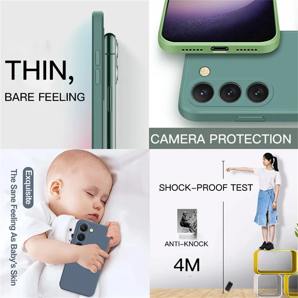 luxury Liquid Silicone Case for Samsung S25 S24 Galaxy S20 S21 S22 S23 FE Plus Note10 20 A52 A31 A41 A71 A51 A72 A70 A50 Coque