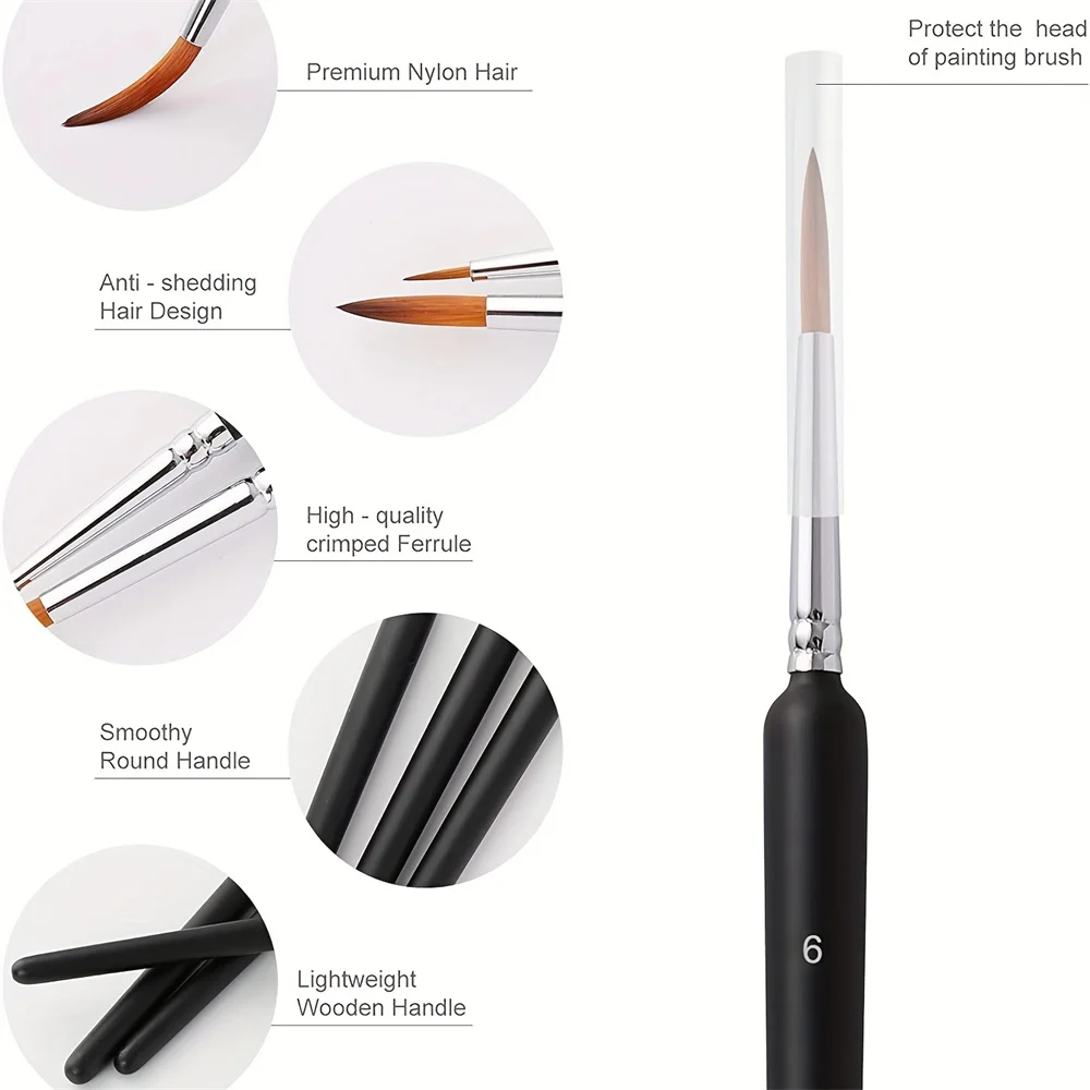 10/11pcs Miniature Paint Brushes, Detail Tip Paint Brushes Set With Ergonomic Handle - Suitable For Acrylic Painting, Oil, Wat