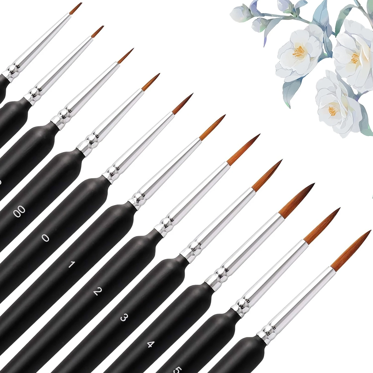 10/11pcs Miniature Paint Brushes, Detail Tip Paint Brushes Set With Ergonomic Handle - Suitable For Acrylic Painting, Oil, Wat