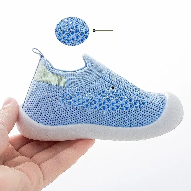 Spring Summer Toddler Shoes Breathable Knitted Kids Sneakers Boys Slip-on Tennis Shoes Girls Soft Non-slip School Casual Shoes