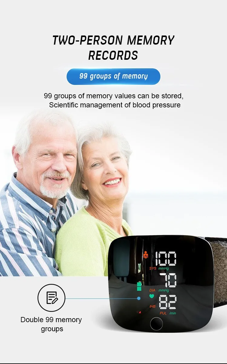 Rechargeable Wrist Blood Pressure Monitor Medical English Voice Digitlal Tensiometro Health Sphygmomanometer Tonometer