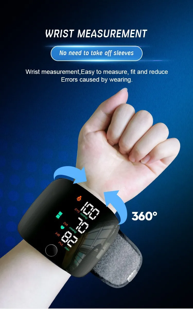Rechargeable Wrist Blood Pressure Monitor Medical English Voice Digitlal Tensiometro Health Sphygmomanometer Tonometer