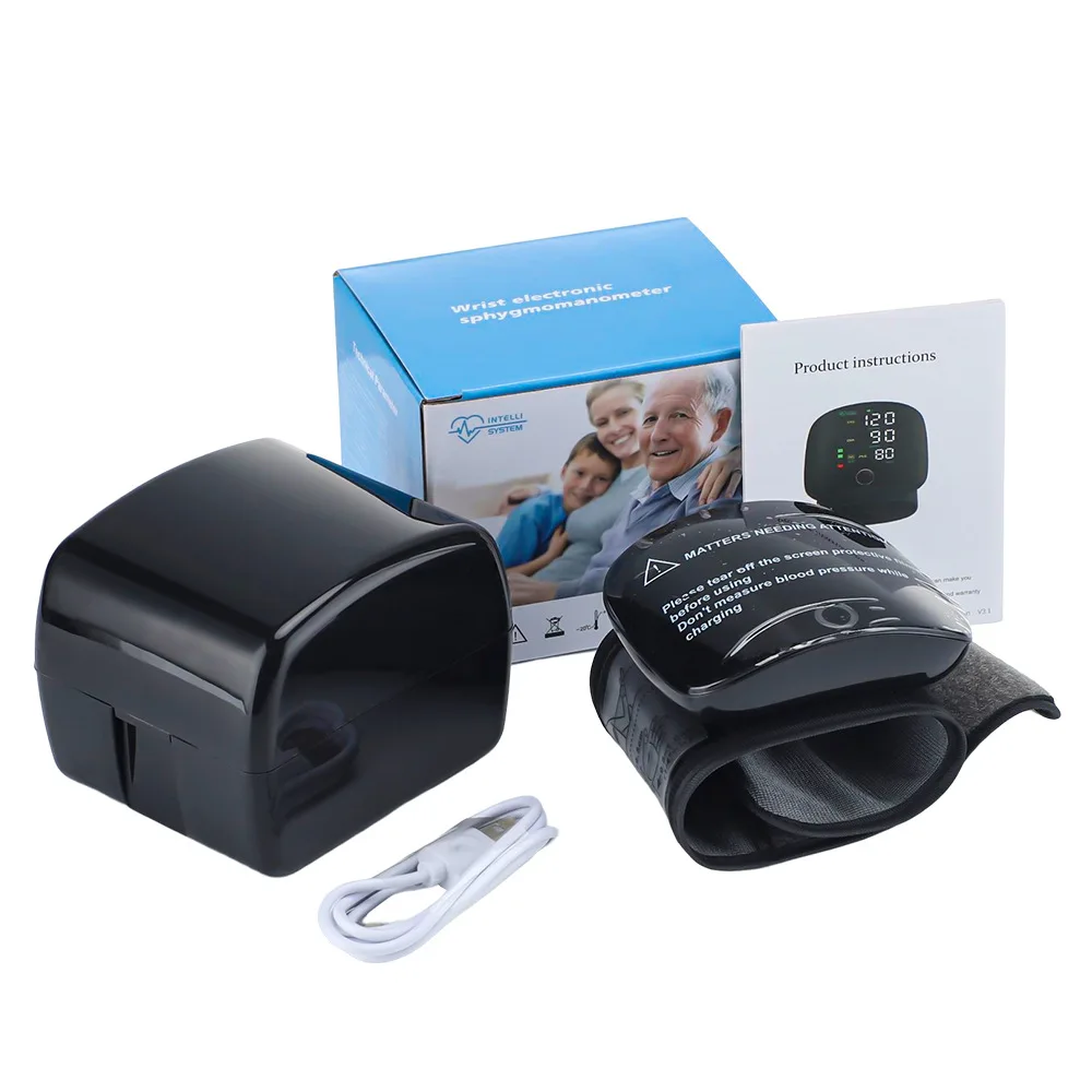 Rechargeable Wrist Blood Pressure Monitor Medical English Voice Digitlal Tensiometro Health Sphygmomanometer Tonometer