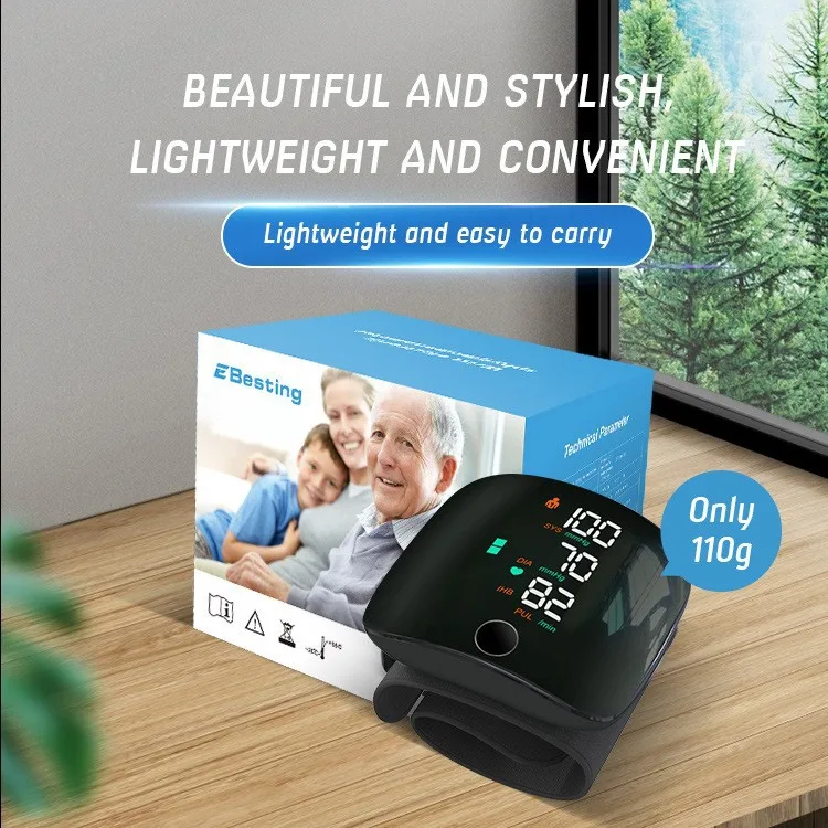 Rechargeable Wrist Blood Pressure Monitor Medical English Voice Digitlal Tensiometro Health Sphygmomanometer Tonometer