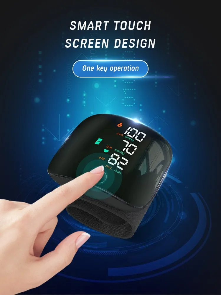 Rechargeable Wrist Blood Pressure Monitor Medical English Voice Digitlal Tensiometro Health Sphygmomanometer Tonometer