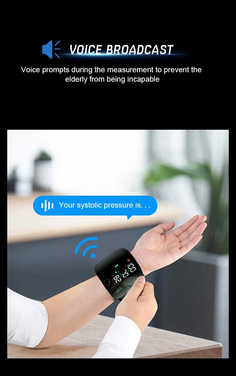 Rechargeable Wrist Blood Pressure Monitor Medical English Voice Digitlal Tensiometro Health Sphygmomanometer Tonometer