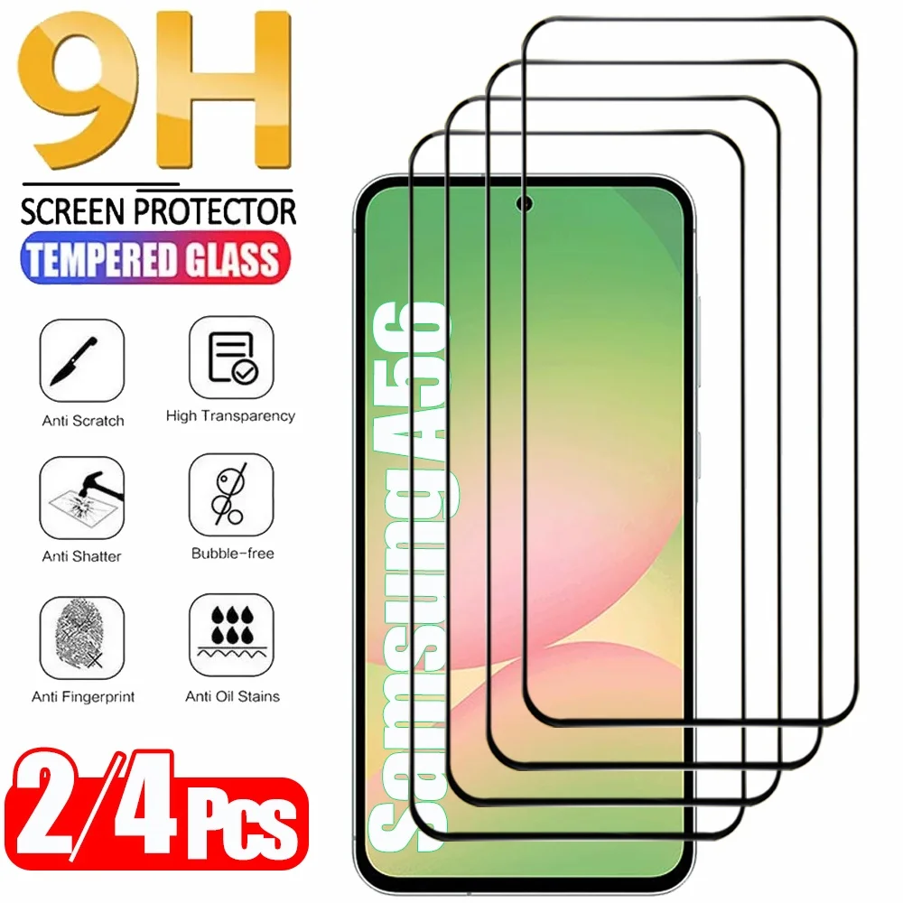 2/4PCS Cristal Templado For Samsung Galaxy A56 A55 A54 A53 Tempered Glass For Samsung A18 A17 A27 A37 A57 A36 A26 A16 Screen Protector Samsung S26 S25 S24 Ultra Phone Protective Film