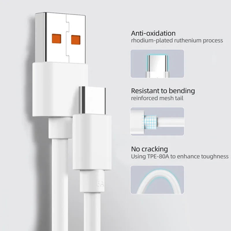 Original Xiaomi 6A USB Type C Cable Charger 120W Turbo Type Fast Charging For Mi 13 12 11 10 Pro Ultra Poco X3 Redmi Note K50 40