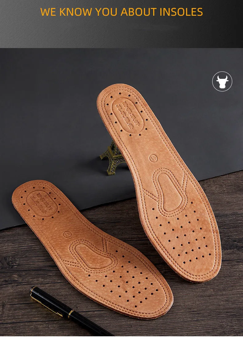 1 Pair Cowhide Insoles For Shoes Men Comfortable Deodorant Casual Leather Insole Feet Quality Genuine Leather Flats Shoe Sole
