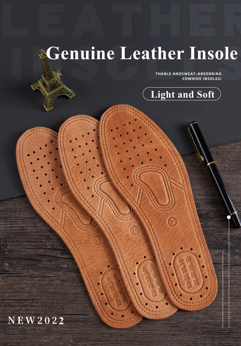 1 Pair Cowhide Insoles For Shoes Men Comfortable Deodorant Casual Leather Insole Feet Quality Genuine Leather Flats Shoe Sole