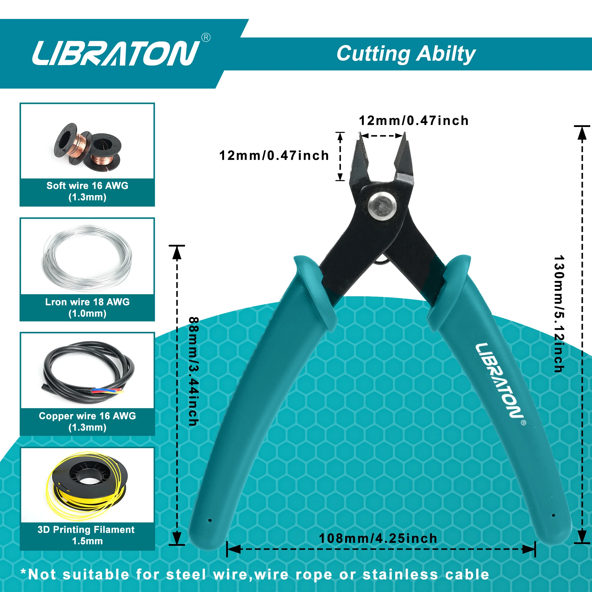LIBRATON Micro Wire Cutter Precision Electronics Flush Cutter and Side Cutting Pliers Clean Cut for Model Jewelry Model Kits