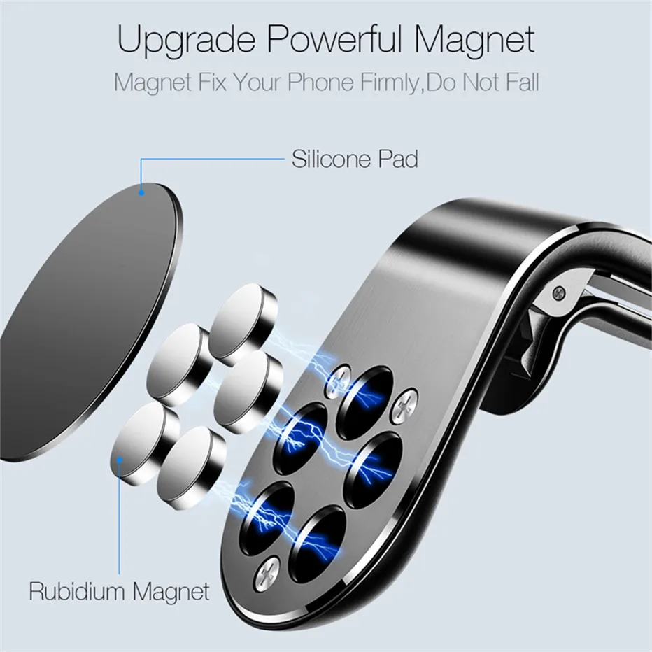 Magnetic Car Phone Holder Air Vent Clip Mount 360 Rotation Mobile Bracket GPS Cell Phone Stand in Car For IPhone Samsung Huawei