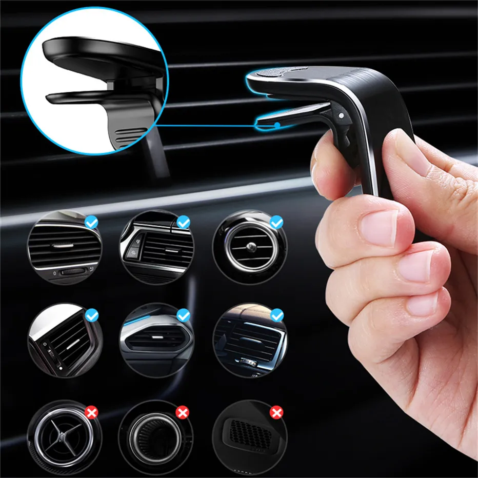 Magnetic Car Phone Holder Air Vent Clip Mount 360 Rotation Mobile Bracket GPS Cell Phone Stand in Car For IPhone Samsung Huawei