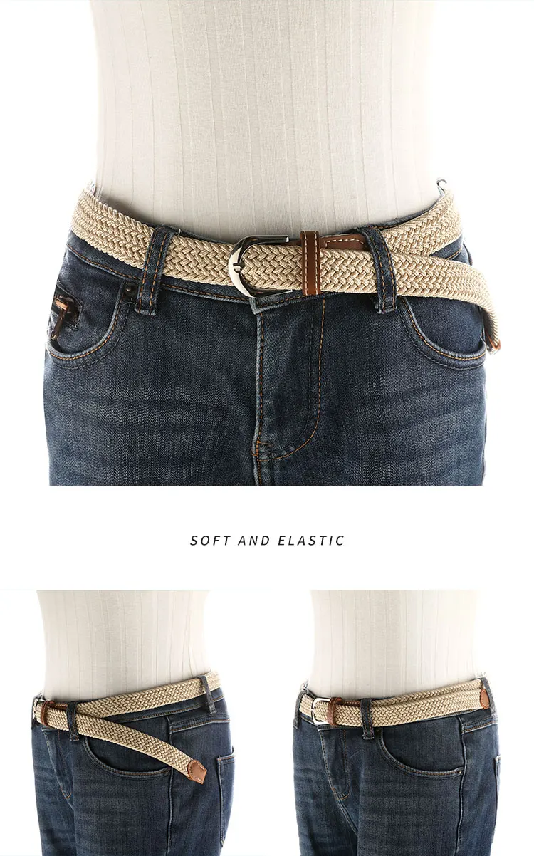 Women's elastic and elastic woven belt in one outfit, casual and versatile denim belt for men and women