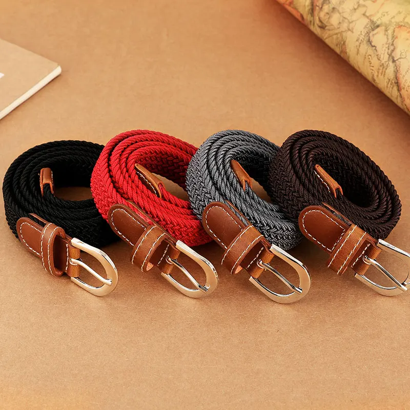 Women's elastic and elastic woven belt in one outfit, casual and versatile denim belt for men and women